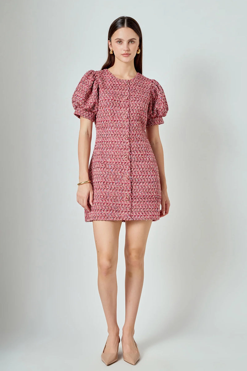 Berry Multi Tweed Dress