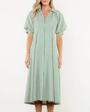 Green Pin Striped Dress