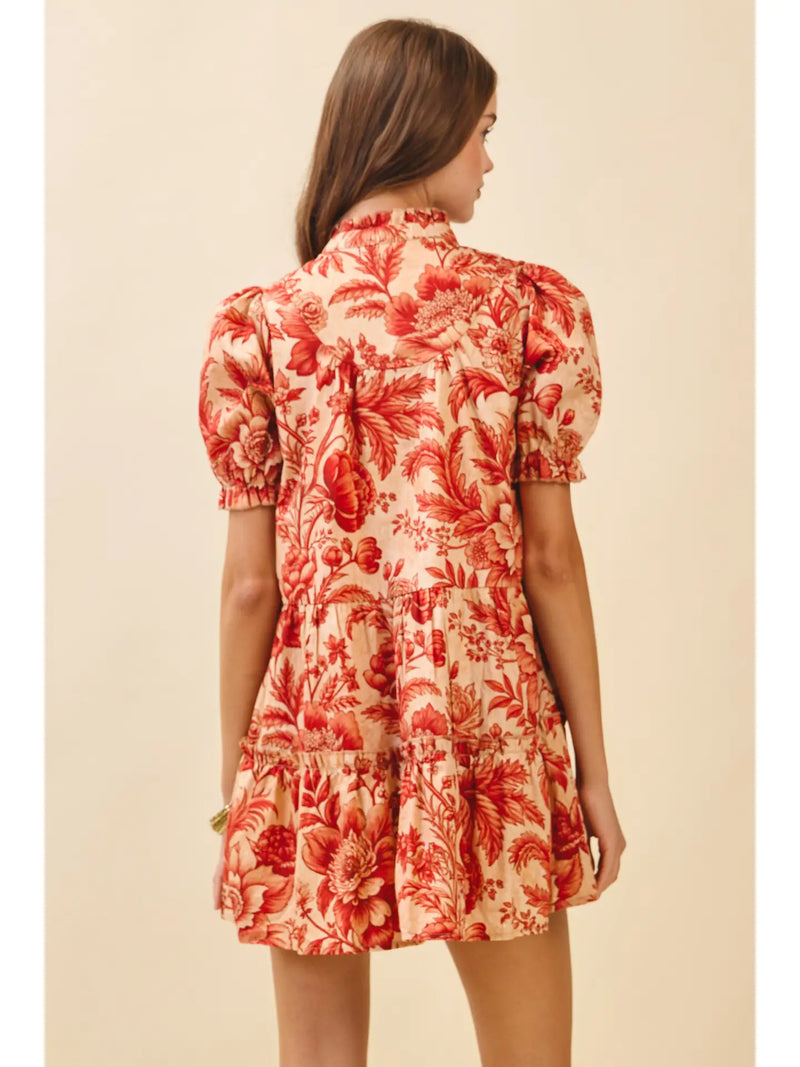 Ruffle Mocked Necked Mini Dress